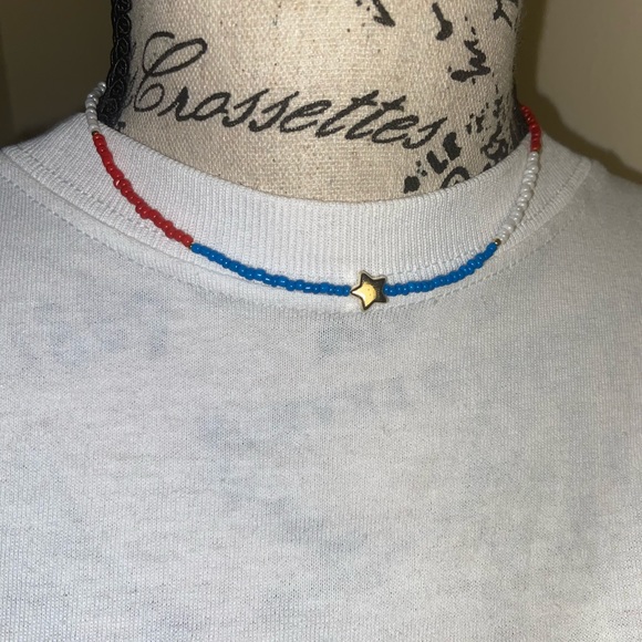 4th of July Seed Bead Necklace with Star Charm - Picture 6 of 6